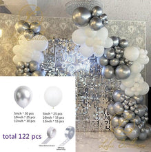 Load image into Gallery viewer, 122 pieces White Silver Latex Balloon Arch Garland Kit For Baby Shower Wedding Birthday Graduation Anniversary Bachelorette Party Luxury Ballons