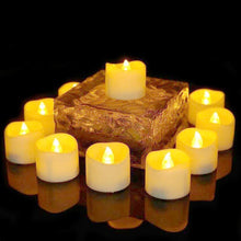 Load image into Gallery viewer, 12/24Pcs Creative LED Candle Flameless LED Tea Lights with Remote Battery Operated Flickering Tea lights Candles with Timer Tea Lights Realistic Fake Candles Battery Powered Flameless Tea Light Lamp For Home Wedding Party Decoration Supplies