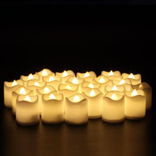 Load image into Gallery viewer, 12/24Pcs Creative LED Candle Flameless LED Tea Lights with Remote Battery Operated Flickering Tea lights Candles with Timer Tea Lights Realistic Fake Candles Battery Powered Flameless Tea Light Lamp For Home Wedding Party Decoration Supplies