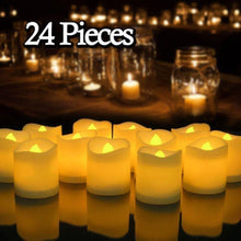 Load image into Gallery viewer, 12/24Pcs Creative LED Candle Flameless LED Tea Lights with Remote Battery Operated Flickering Tea lights Candles with Timer Tea Lights Realistic Fake Candles Battery Powered Flameless Tea Light Lamp For Home Wedding Party Decoration Supplies