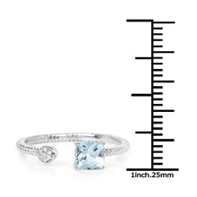 Load image into Gallery viewer, 0.52 Carat Genuine Aquamarine and White Diamond 14K White Gold Ring
