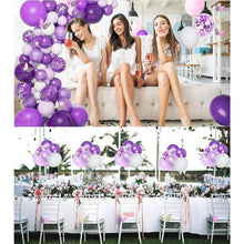 Load image into Gallery viewer, 124 Pcs Garland Arch Kit White Purple Latex Metallic Balloons With Paper Butterfly For Women Birthday Baby Shower Wedding Party Decorations