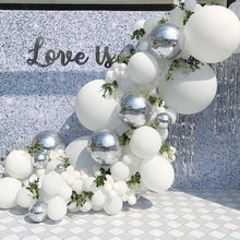 Load image into Gallery viewer, 125 pc White Silver Confetti Metallic Balloon Arch Kit For Wedding Birthday Party Decorations Baby Shower Bridal Shower Luxury Birthday Party Wedding Ballons Decoration