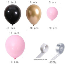 Load image into Gallery viewer, 125 pcs Black Pink Balloon Garland Kit as Backdrop For Birthday Baby Bridal Shower Party Decorations Bridal Showers Office Party Girl Party Luxury Ballons Decoration
