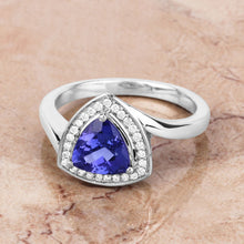 Load image into Gallery viewer, 1.48 Carat Genuine Tanzanite and White Diamond 14K White Gold Ring