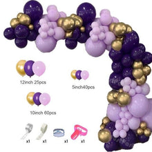 Load image into Gallery viewer, 129Pcs Purple And Gold Balloons For Happy Birthday Foil Balloons Banner Circle Dots Garland Birthday Party Decorations Birtdhay Ballons Decoration