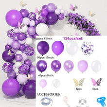 Load image into Gallery viewer, 129Pcs Purple And Gold Balloons For Happy Birthday Foil Balloons Banner Circle Dots Garland Birthday Party Decorations Birtdhay Ballons Decoration