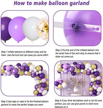 Load image into Gallery viewer, 129Pcs Purple And Gold Balloons For Happy Birthday Foil Balloons Banner Circle Dots Garland Birthday Party Decorations Birtdhay Ballons Decoration