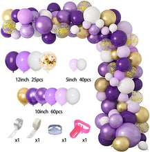 Load image into Gallery viewer, 129Pcs Purple And Gold Balloons For Happy Birthday Foil Balloons Banner Circle Dots Garland Birthday Party Decorations Birtdhay Ballons Decoration