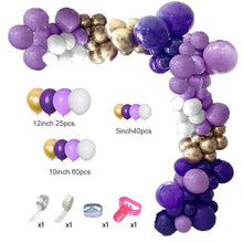 Load image into Gallery viewer, 129Pcs Purple And Gold Balloons For Happy Birthday Foil Balloons Banner Circle Dots Garland Birthday Party Decorations Birtdhay Ballons Decoration
