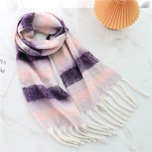 Load image into Gallery viewer, New Luxury Winter Soft Head Wraps Plaid Scarf Shawls Cashmere Warm Cashmere Scarves Rainbow For Women