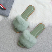 Load image into Gallery viewer, Fashion Fur Flat Women's Slippers Plus Size Spring Summer Fluffy Fur Slippers Shoes Woman Plush Fur Slip On Flip Flop Flat Furry Fur Slides Outdoor Sandals Furry Slides Summer Sandals Open Toe Indoor Outdoor Fluffy Slides