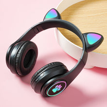 Load image into Gallery viewer, Interesting New Kids Headphones Wireless Bluetooth In Cat Ears Headphones Style With Noise Reduction Live Breathing Lights Glare and LED Lights
