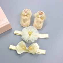 Load image into Gallery viewer, Flower Baby Girl Headband Socks Set Shoes With Crown Bows Newborn Headbands For Girls Turban Baby Hair Accessories