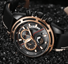 Load image into Gallery viewer, Men's Waterproof Sports Watch With Leather Belts, Chronometers Day View Fluorescent Pointers Unique Design Perfect Gift