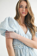 Load image into Gallery viewer, Eyelet Lace Puff Sleeve V Neck Midi Dress For Women – Elegant Fluttering Eyelet Lace Midi Dress, Puff Sleeve Detail, Timeless V Neck Design, Sophisticated Summer Dress