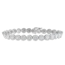 Load image into Gallery viewer, 14K White Gold 2.00 Cttw Diamond Halo Link Tennis Bracelet (H-I Color, I1-I2 Clarity) - 7" Inches