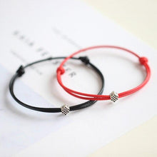 Load image into Gallery viewer, 1/2pcs Adjustable Black Red Leather Rope Bracelet Couple Jewelry Handmade Braided Charm Bracelet Adjustable Rope Bracelets Jewelry Gift Bracelets For Men Women Mutual Attraction Handmade Rope For Women Men