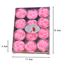 Load image into Gallery viewer, 12PCS/set Blinking Aromatherapy Smokeless Valentine's Day Delicate Boxed Rose Romantic Marriage Proposal Candles Rose Tea light Candles Handmade Delicate Rose Flower Candles For Valentine Day Party Wedding Spa Home Decoration Gifts Decoration
