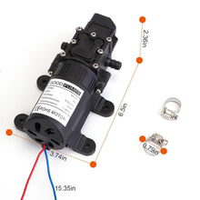 Load image into Gallery viewer, 12V Water Pump with 2 Hose Clamps 123PSI Self Priming Sprayer Pump