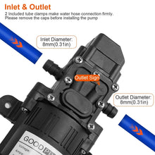 Load image into Gallery viewer, 12V Water Pump with 2 Hose Clamps 123PSI Self Priming Sprayer Pump