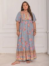 Load image into Gallery viewer, Pink Purple Plus Size Printed Flutter Sleeve Maxi Dress Elegant & Flowy Dress Unique Design