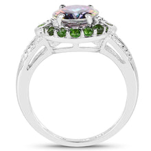 Load image into Gallery viewer, 3.92 Carat Genuine Mystic Quartz& Chrome Diopside .925 Sterling Silver Ring