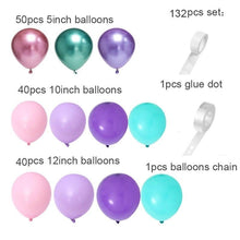 Load image into Gallery viewer, 132Pcs/set Mermaid Balloon Arch Kit Mermaid Tail Balloons Mermaid Party Decoration Balloons For Party Girl Birthday Party Modern Decoration