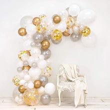 Load image into Gallery viewer, 133pcs Confetti Gold Silver And White Balloon Arch Garland Kit For Bridal Baby Shower Wedding Birthday Graduation party Luxury Birthday Party Decoration