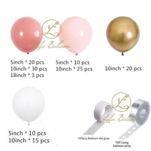 Load image into Gallery viewer, 135 pcs Rosewood Blush Pink And Gold Balloons For Girls Garden Tea Party Birthday Wedding Balloon Baby Shower Party Birthday Ballons Girl Party Decoration