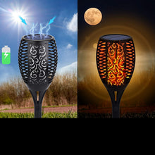 Load image into Gallery viewer, 33/96 LED Solar Stainless Steel Torch Lamp For Yard Garden Pathway Doorway Courtyard