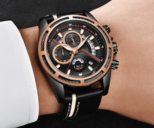Load image into Gallery viewer, Men's Waterproof Sports Watch With Leather Belts, Chronometers Day View Fluorescent Pointers Unique Design Perfect Gift