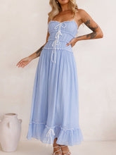 Load image into Gallery viewer, Vintage Ruffled Hem Midi Dress With Tied And Ruched Detail Elegant Feminine Girls Dress