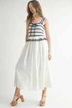 Load image into Gallery viewer, Crochet Stripe Knit Eyelet Mix Midi Dress – Crochet Midi Dress, Stripe Knit Dress, Eyelet Mix Dress, Trendy Midi Dress, Versatile Midi Dress