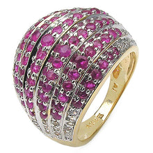 Load image into Gallery viewer, 14K Yellow Gold Plated 2.94 Carat Genuine Ruby & White Topaz .925 Sterling Silver Ring