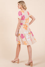 Load image into Gallery viewer, New Floral Round Neck Short Sleeve Tiered Dress For Women–Flowy, Feminine & Perfect for Summer