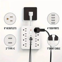 Load image into Gallery viewer, 14-in-1 Power Strip With 4 USB Outlets, 2 Type-C Outlet and 8 AC Socket Outlets