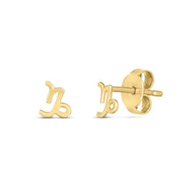 Load image into Gallery viewer, 14k Yellow Gold Capricorn Stud Earrings
