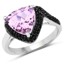 Load image into Gallery viewer, 3.53 Carat Genuine Pink Amethyst and Black Spinel .925 Sterling Silver Ring