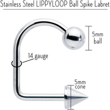 Load image into Gallery viewer, 14G Stainless Steel LIPPYLOOP Ball Spike Labret