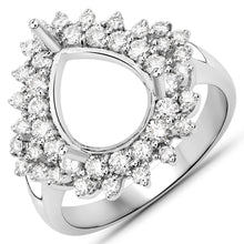 Load image into Gallery viewer, 0.89 Carat Genuine White Diamond 14K White Gold Semi Mount Ring - holds 11x9mm Pear Gemstone