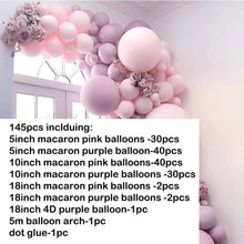 Load image into Gallery viewer, 145pcs Pink Balloon Arch Garland For Festival Picnic Family Engagement Wedding Birthday Party Pink Theme Anniversary Celebration Decoration Ballons for Girls Birthday