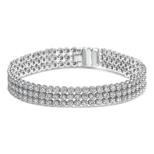 Load image into Gallery viewer, 18K White Gold 5.00 Cttw Natural Diamond 3 Row Link Tennis Bracelet (G-H Color, VS1-VS2 Clarity) - 7.25" Inches