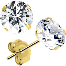 Load image into Gallery viewer, 14k Gold .47 Carat Cubic Zirconia Solitaire Stud Earrings