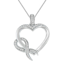 Load image into Gallery viewer, .925 Sterling Silver 1/6 cttw Diamond Heart Pendant Necklace (H-I, I1-I2)