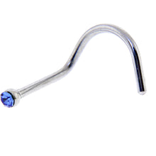 Load image into Gallery viewer, 20G Stainless Steel Sapphire Blue Gem Micro Nose Ring Twister