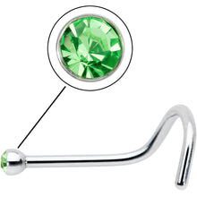 Load image into Gallery viewer, 20G Stainless Steel Green Gem Micro Nose Ring Twister