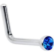 Load image into Gallery viewer, 20G Stainless Steel Sapphire Blue Gem Micro Nose Ring L-Shaped
