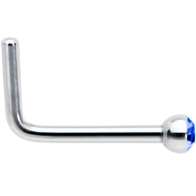 Load image into Gallery viewer, 20G Stainless Steel Sapphire Blue Gem Micro Nose Ring L-Shaped