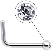 Load image into Gallery viewer, 20G Stainless Steel Clear Gem Micro Nose Ring L-Shaped